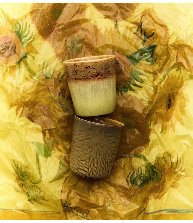 HKLIVING Mok 70s ceramics: Van Gogh coffee mugs, sunflowers (set of 2)