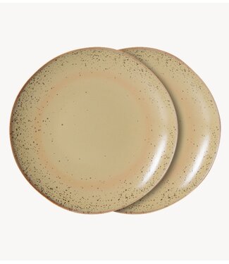 HKLIVING Borden 70s ceramics: dessert plate, grit (set of 2)