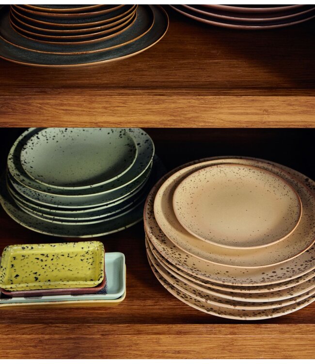 HKLIVING Borden 70s ceramics: side plate, grit (set of 2)