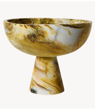 HKLIVING Schaal Marbled bowl on base, ochre