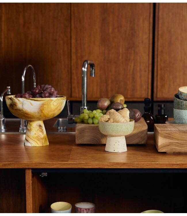 HKLIVING Schaal Marbled bowl on base, ochre