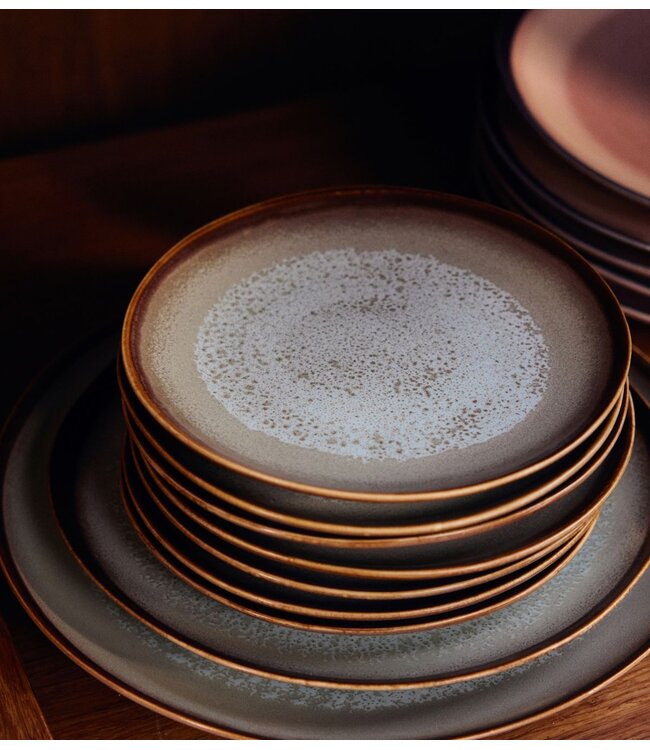 HKLIVING Borden 70s ceramics: dinner plate, contrast (set of 2)