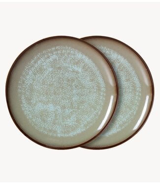 HKLIVING Borden 70s ceramics: dinner plate, contrast (set of 2)