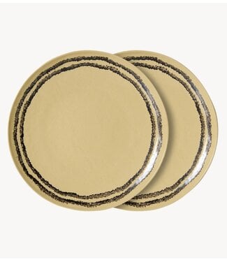 HKLIVING Borden 70s ceramics: dinner plate, vanilla (set of 2)
