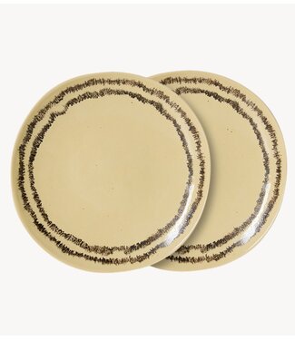 HKLIVING Borden 70s ceramics: side plate, vanilla (set of 2)
