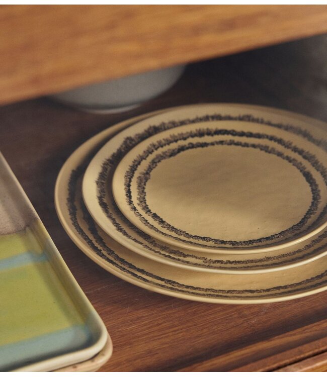 HKLIVING Borden 70s ceramics: side plate, vanilla (set of 2)
