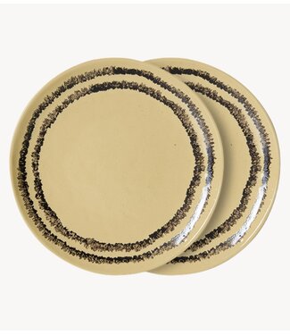 HKLIVING Borden 70s ceramics: dessert plate, vanilla (set of 2)