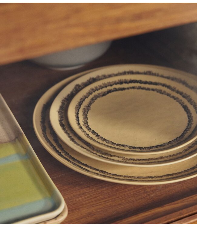 HKLIVING Borden 70s ceramics: dessert plate, vanilla (set of 2)