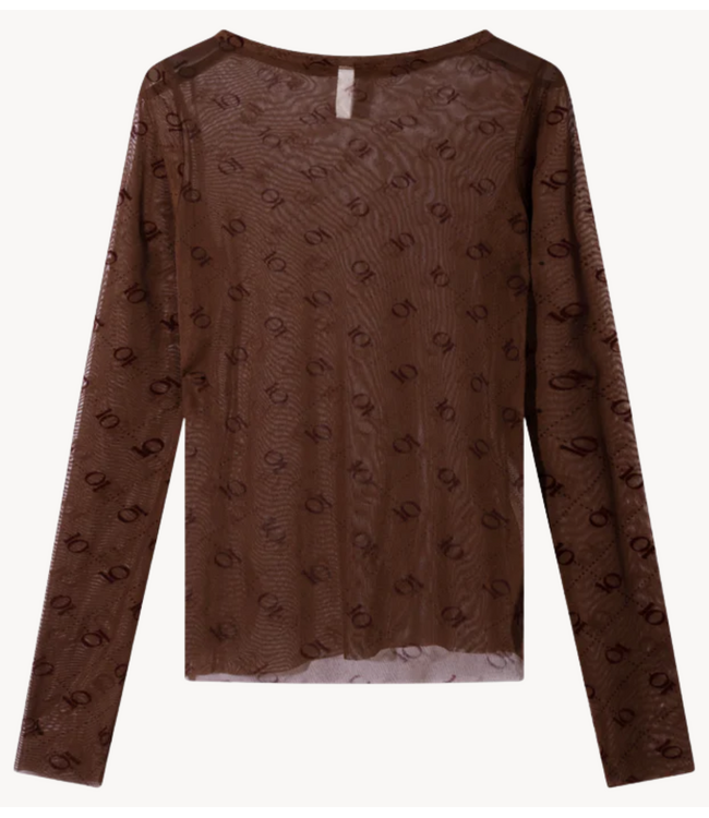 10DAYS Topmesh long sleeve monogram dark truffle