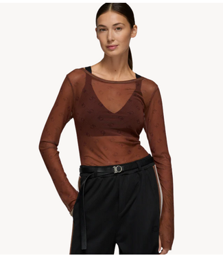 10DAYS Topmesh long sleeve monogram dark truffle