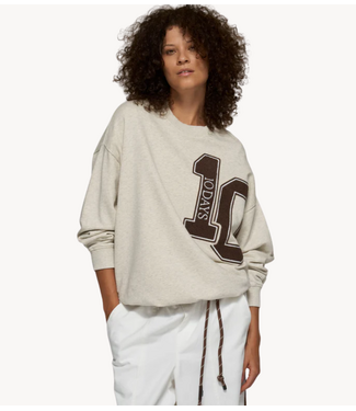 10DAYS Trui baseball sweater 10 soft white melee