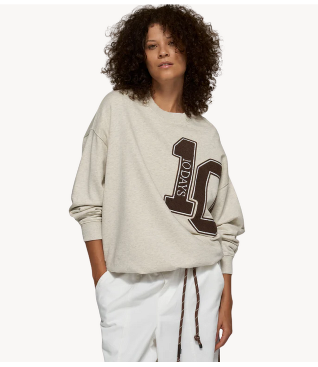 10DAYS Trui baseball sweater 10 soft white melee