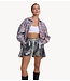 Alix The Label Broek ladies woven silver crinkle shorts SILVER
