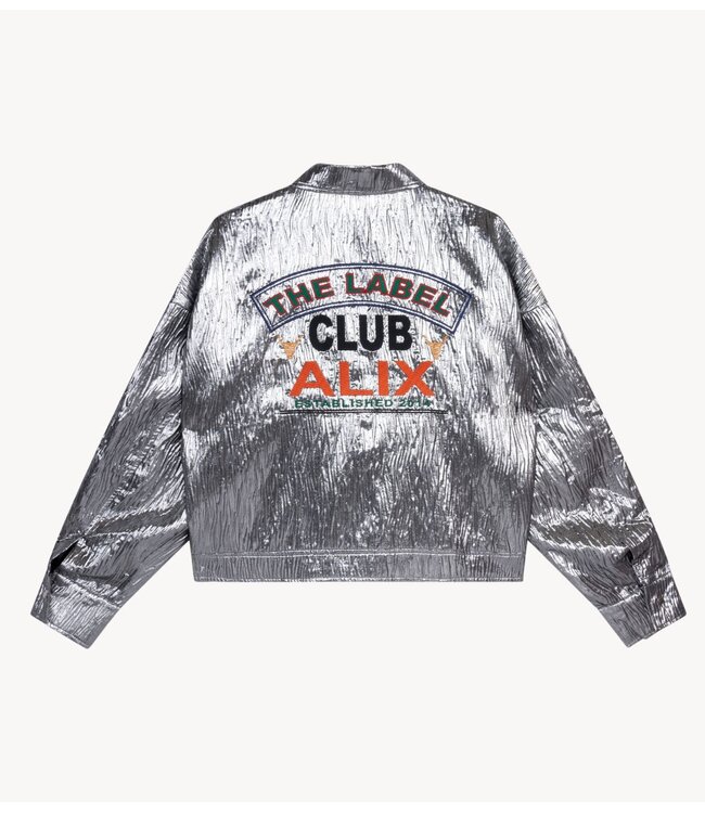Alix The Label Jack ladies woven silver artwork jacket SILVER