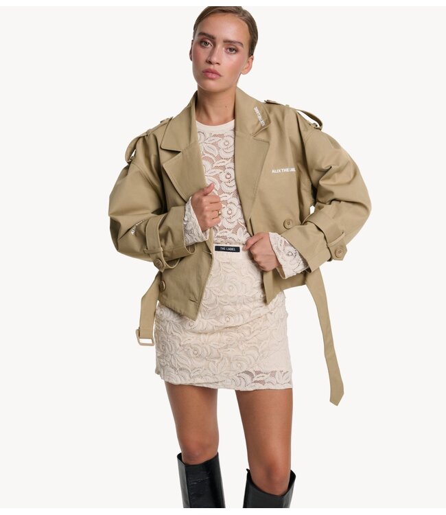 Alix The Label Jas ladies woven short alix trench coat CAMEL