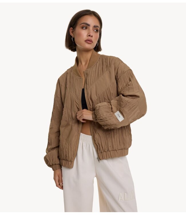 Alix The Label Jack ladies woven plisse bomber CAMEL