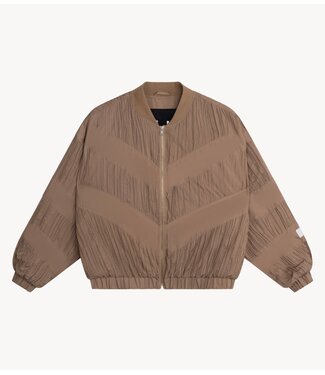 Alix The Label Jack ladies woven plisse bomber CAMEL