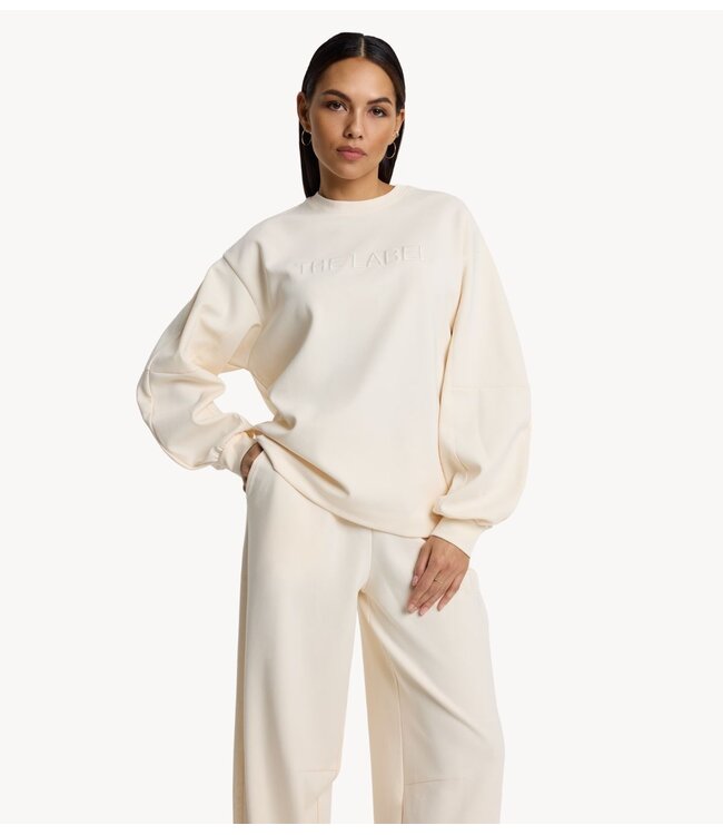 Alix The Label Trui ladies knitted balloon sleeve sweater  cream