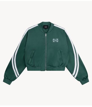 Alix The Label Jack ladies knitted tapes training jacket GREEN