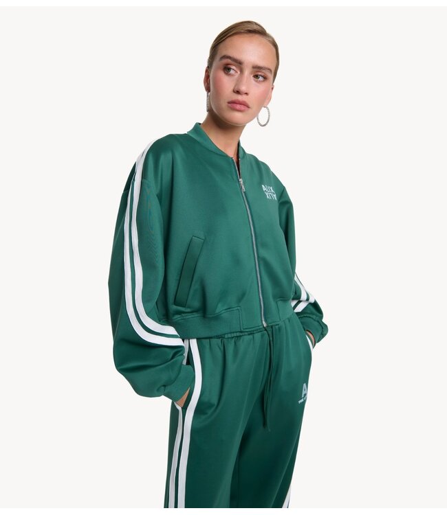 Alix The Label Jack ladies knitted tapes training jacket GREEN