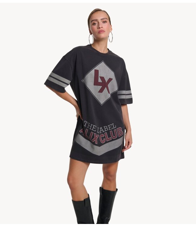 Alix The Label Jurk ladies knitted sporty t-shirt dress CHARCOAL GREY