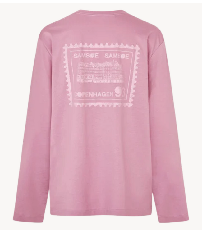Samsøe Samsøe T-Shirt SADOVE LS T-SHIRT 15276 ORCHID STAMP