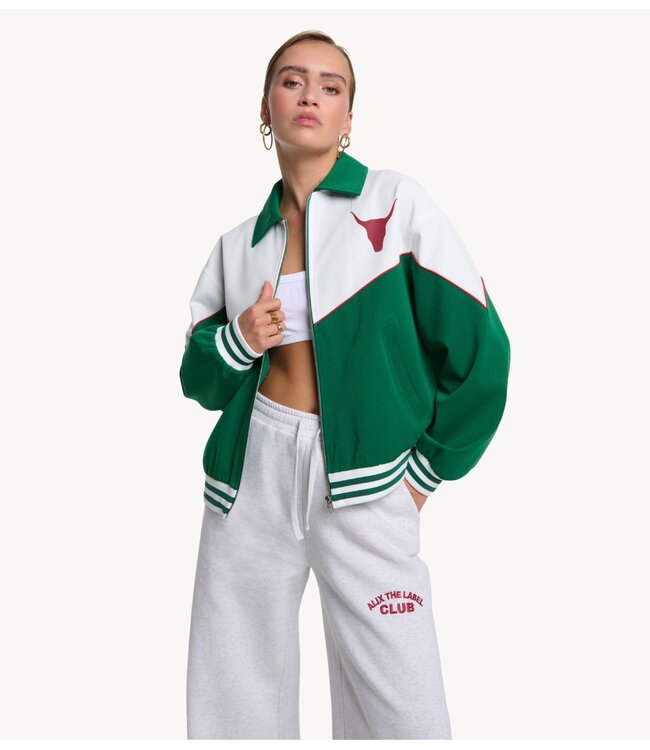 Alix The Label Jack ladies woven colourblocking bomber GREEN