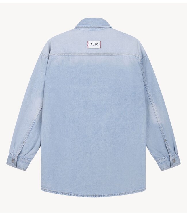 Alix The Label Blouse ladies woven flowy denim oversized blouse  LIGHT BLUE DENIM