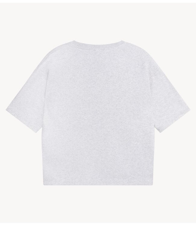 Alix The Label Trui ladies knitted v-neck shortsleeve sweater SUPER LIGHT GREY MELANGE