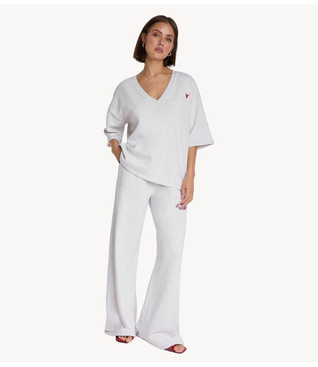 Alix The Label Broek ladies knitted wide leg sweat pants  SUPER LIGHT GREY MELANGE