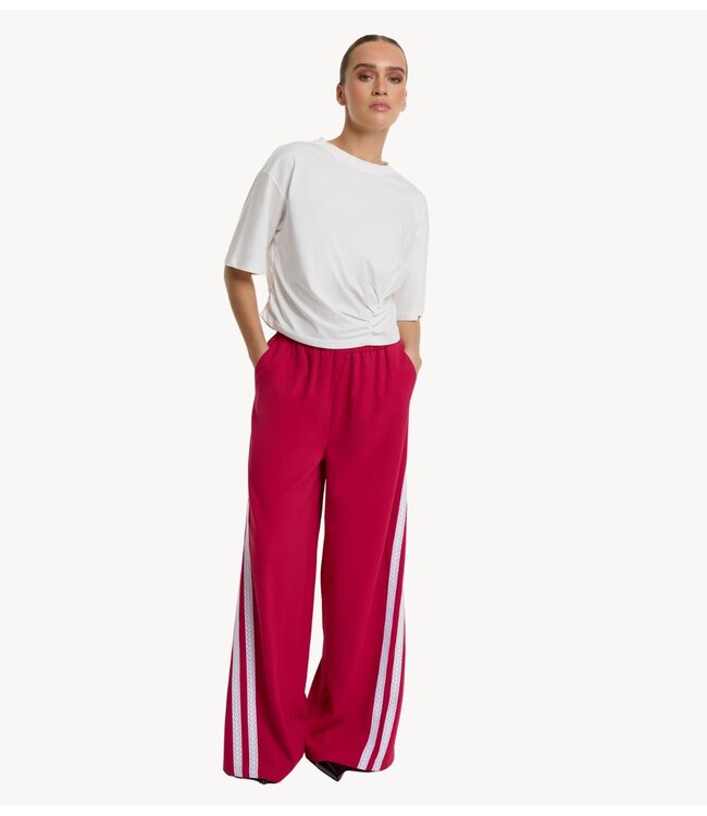 Refined Department Broek ladies woven wide stripes pants DOLCE RASPBERRY