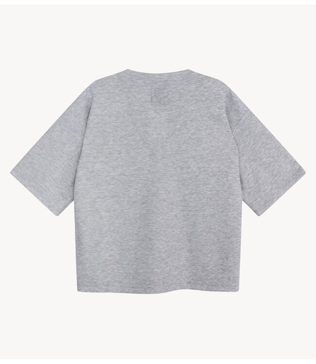 Refined Department T-shirt ladies knitted oversized v-neck t-shirt DOLLA GREY MELANGE