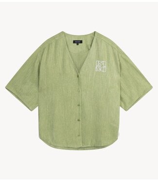 Refined Department Shirt ladies woven oversized baseball shirt BENNIE MATCHA