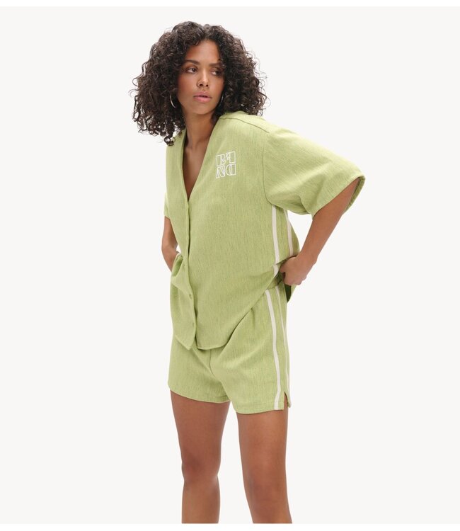 Refined Department Broek ladies woven relaxed stripe shorts DOLLY MATCHA