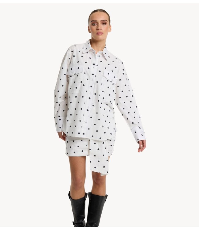 Refined Department Blouse ladies woven oversized straps blouse DANIA DOTS
