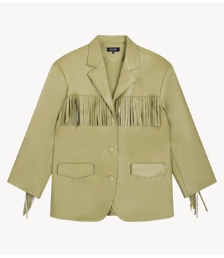 Refined Department Jack ladies woven oversized pu fringe jacket TORI MATCHA