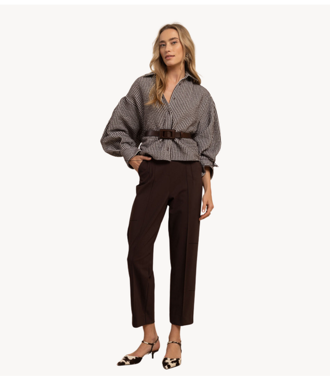 Studio Anneloes Broek Roisin bonded trousers espresso