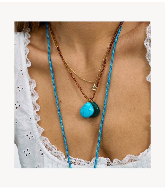 Anna+Nina Ketting Hessonite Gemstone Necklace Gold Plated