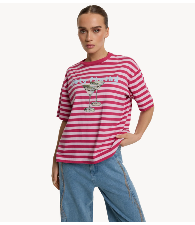 Refined Department T-shirt ladies knitted oversized t-shirt LOUI SOFT PINK