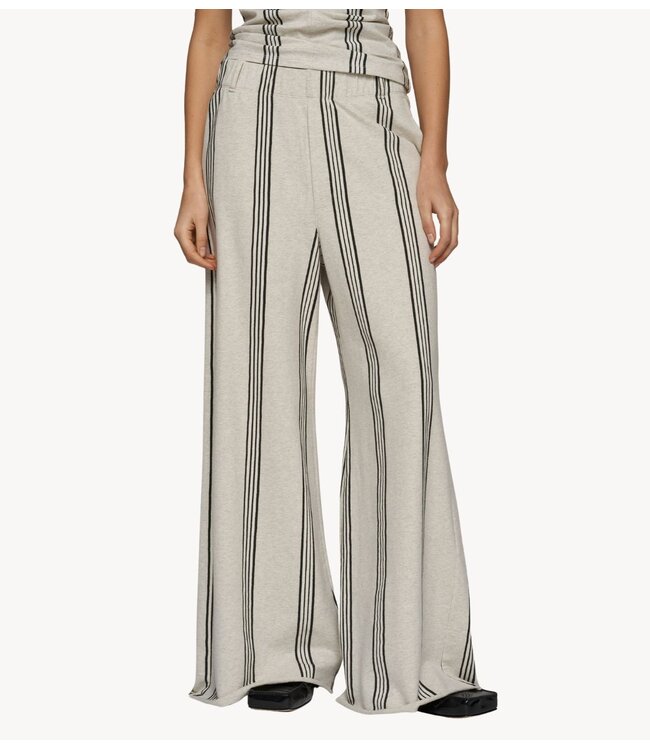 10DAYS Broek wide leg jogger stripes soft white melee