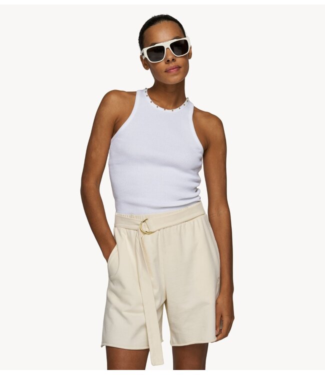 10DAYS Top tank top rib pearls white