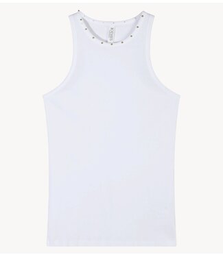 10DAYS Top tank top rib pearls white