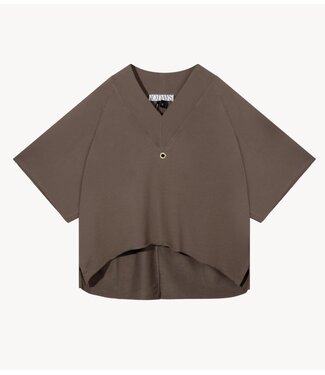 10DAYS Trui short sleeve sweater v-neck moonrock