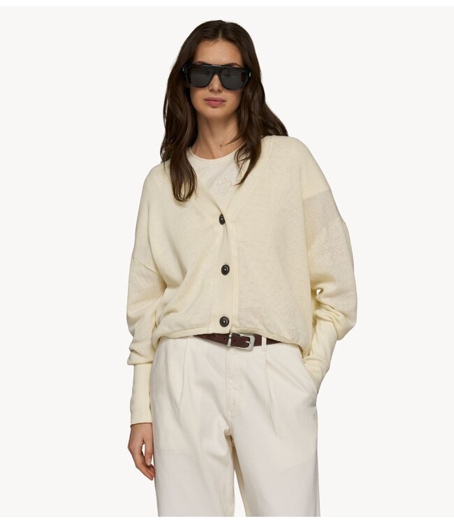 10DAYS Vest v-neck cardigan mesh soft vanilia