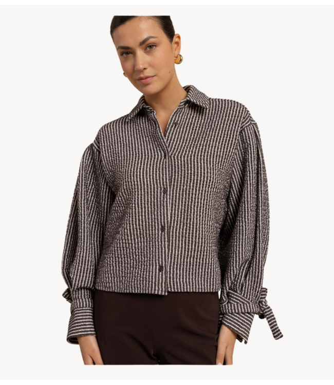 Studio Anneloes Blouse Ivara structure blouse espresso/ecru