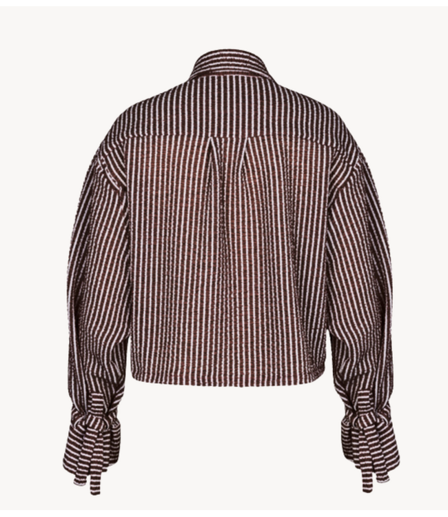 Studio Anneloes Blouse Ivara structure blouse espresso/ecru