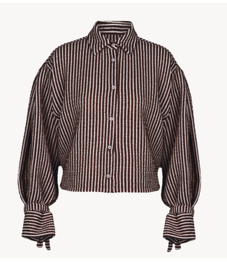 Studio Anneloes Blouse Ivara structure blouse espresso/ecru