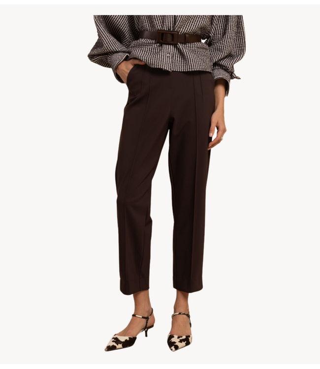 Studio Anneloes Broek Roisin bonded trousers espresso