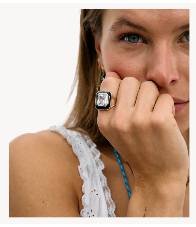 Anna+Nina Ring Alba Nero Ring Gold Plated