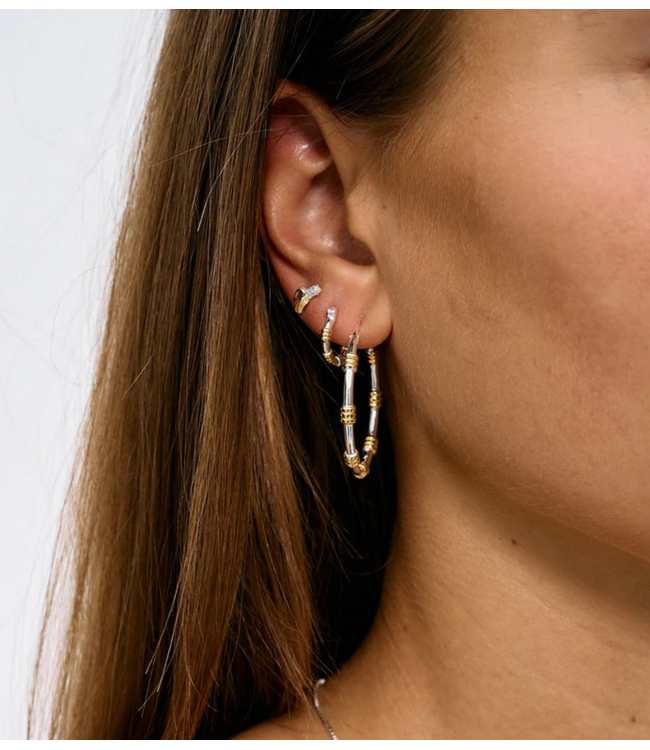 Anna+Nina Oorbel Single Dual Ring Earring Silver